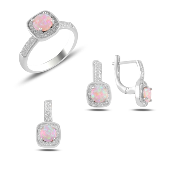 Ürün resmi: Opal & Zirkon Taşlı Gümüş Bayan Set