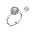 Resim Rodyum Kaplama Swarovski Zirkon Taşlı Halo Tektaş Gümüş Bayan Yüzük