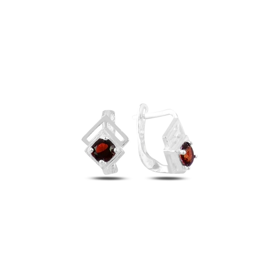 Ürün resmi: Garnet Zirkon (Kırmızı) Zirkon Taşlı Gümüş Kız Çocuk Küpe