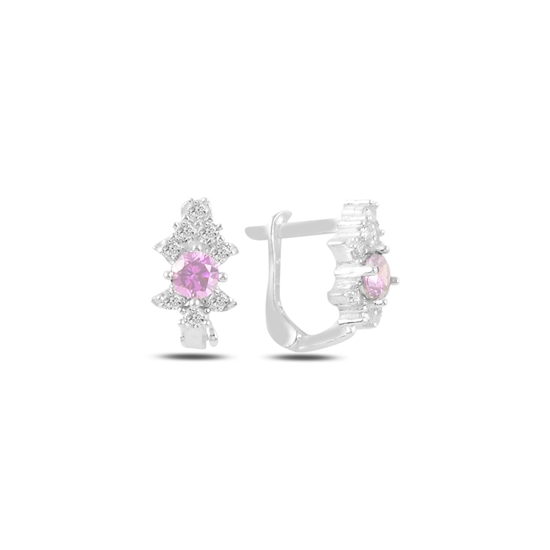 Ürün resmi: Pembe Zirkon Taşlı Gümüş Kız Çocuk Küpe