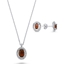 Resim Rodyum Kaplama Oval Garnet Zirkon Taşlı Halo Tektaş Gümüş Bayan Set