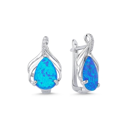 Resim Opal & Zirkon Taşlı Gümüş Küpe