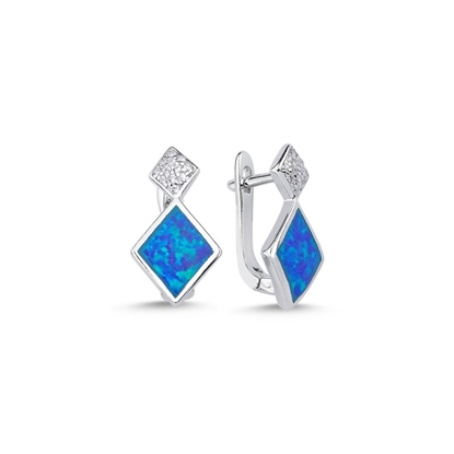 Resim Opal & Zirkon Taşlı Gümüş Küpe