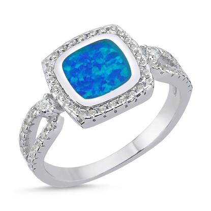 Resim Rodyum Kaplama Zirkon & Opal Taşlı Gümüş Bayan Yüzük