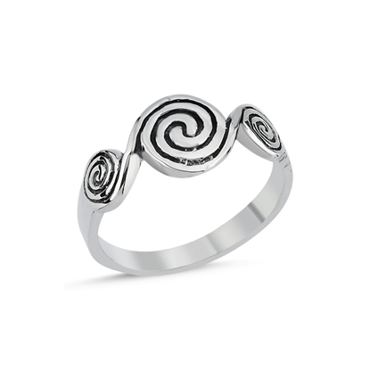 Resim Üçlü Spiral Oksitli Halka Gümüş Bayan Yüzük