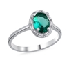 Ürün resmi: Rodyum Kaplama Paraiba Oval Kesim & Halo Baget Zirkon Taşlı Gümüş Bayan Set