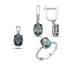 Ürün resmi: Rodyum Kaplama Mistik Topaz Zirkon Taşlı Oval Gümüş Bayan Set
