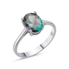 Ürün resmi: Rodyum Kaplama Mistik Topaz Zirkon Taşlı Oval Gümüş Bayan Set