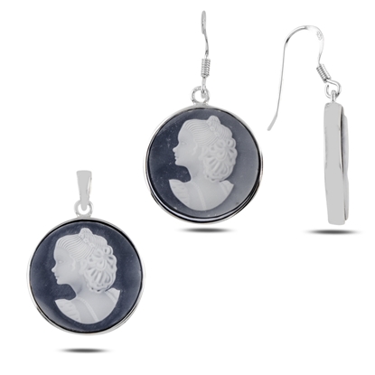 Resim Cameo Gümüş Bayan Set