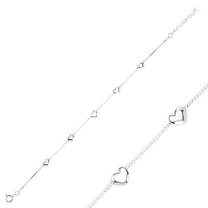 Resim Rodyum Kaplama Kalp & Taşsız Gümüş Bayan Bileklik