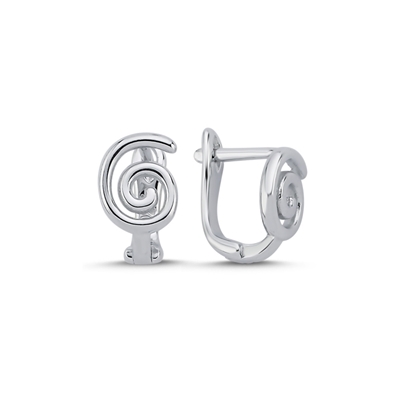 Resim Rodyum Kaplama Spiral Kıvrımlı Gümüş J Küpe