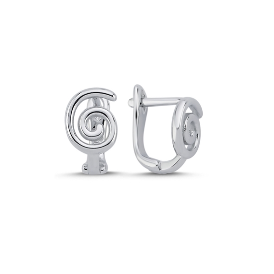 Ürün resmi: Rodyum Kaplama Spiral Kıvrımlı Gümüş J Küpe