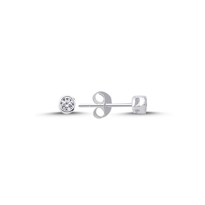 Resim Rodyum Kaplama 3mm Zirkon & Tektaş Gümüş Küpe