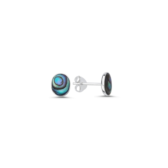 Ürün resmi: 6x8mm Abalon Oval Gümüş Küpe
