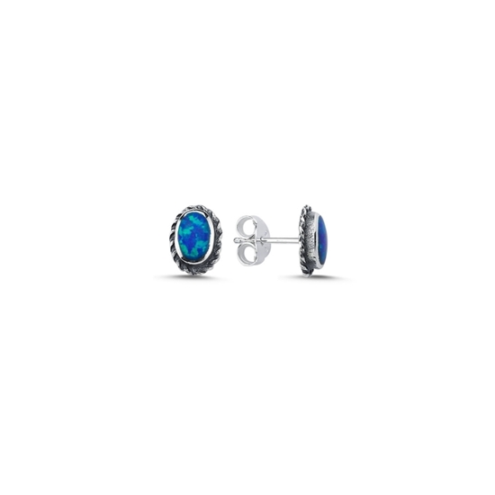 Ürün resmi: 6x8mm Opal Taşlı Gümüş Küpe