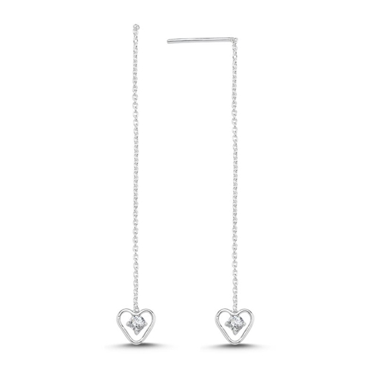 Ürün resmi: Sallantılı Kalp Zirkon Taşlı Japon Gümüş Küpe