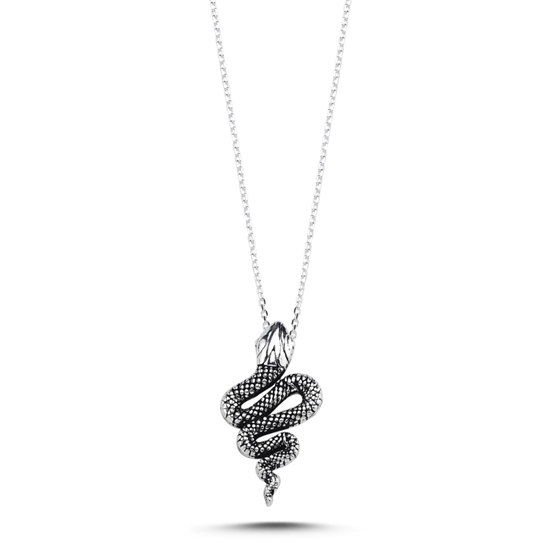 Ürün resmi: Yılan & Oksitli Gümüş Bayan Kolye