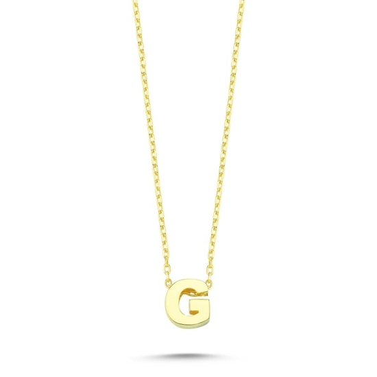 Ürün resmi: Altın Kaplama -G- Harfi Gümüş Bayan Kolye