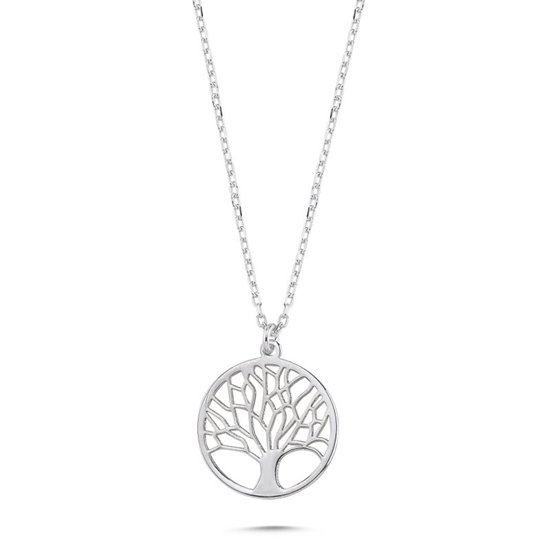 Ürün resmi: Rodyum Kaplama Hayat Ağacı Gümüş Bayan Kolye