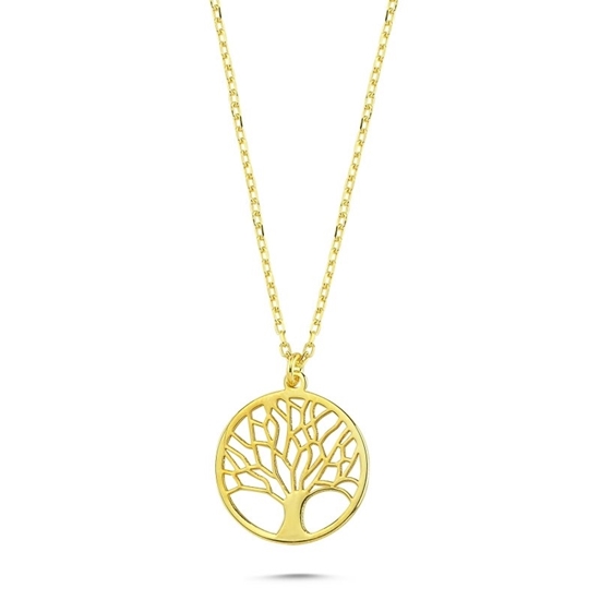 Ürün resmi: Altın Kaplama Hayat Ağacı Gümüş Bayan Kolye