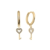 Ürün resmi: Altın Kaplama Anahtar & Kalp Tanesi Zirkon Taşlı Hagi Gümüş Küpe