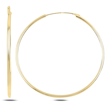 Resim Rodyum Kaplama 50mm Sade Halka Gümüş Küpe