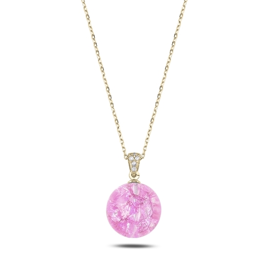 Ürün resmi: Rose Kaplama Pembe Küre Gümüş Bayan Kolye