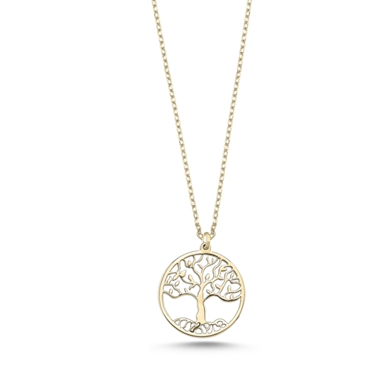 Ürün resmi: Altın Kaplama Hayat Ağacı Gümüş Bayan Kolye