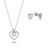 Ürün resmi: Rose Kaplama Kalp Zirkon Taşlı Gümüş Bayan Set