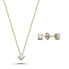 Ürün resmi: Rose Kaplama Tektaş 4mm Zirkon Taşlı Gümüş Bayan Set