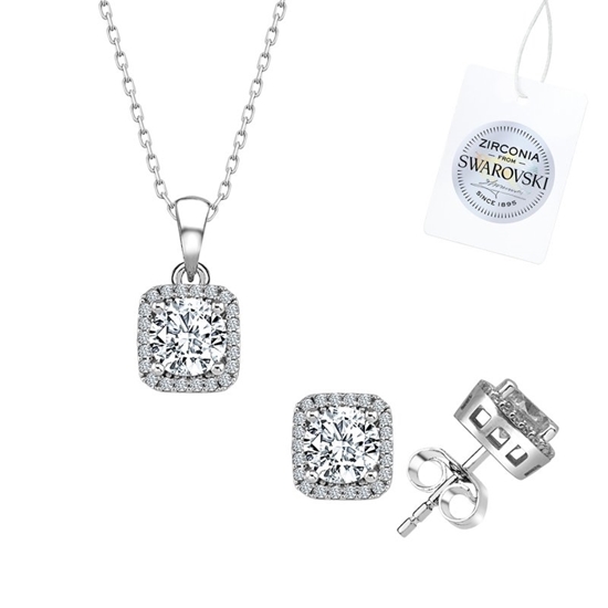 Ürün resmi: Rodyum Kaplama Swarovski Zirkon Taşlı Gümüş Bayan Set